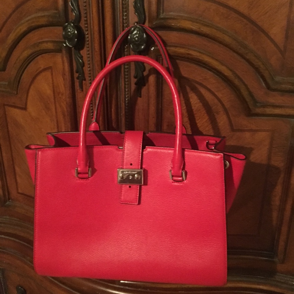 Red MK Satchel with silver hardware 2 Day Sale